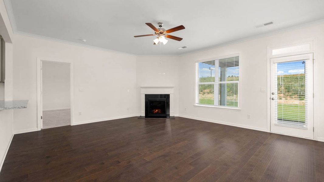 Representative unfurnished interior of a home built from the Marlene by D.R. Horton in Evergreen Crossing, Locust Grove (Image 27). Representative unfurnished interior of a home built from the Marlene by D.R. Horton in Evergreen Crossing, Locust Grove (Image 27).