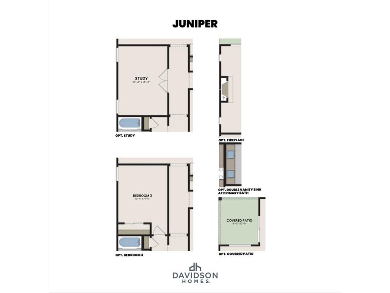2D floor plan layout for the The Juniper A by Davidson Homes LLC in Vineyards at Cottonwood, Cottonwood, AZ (Image 4). 2D floor plan layout for the The Juniper A by Davidson Homes LLC in Vineyards at Cottonwood, Cottonwood, AZ (Image 4).
