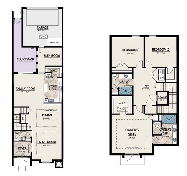 2D floor plan layout for the Pigeon Plum by Medallion Home in Aqua Single Family Homes, Bradenton, FL (Image 3).