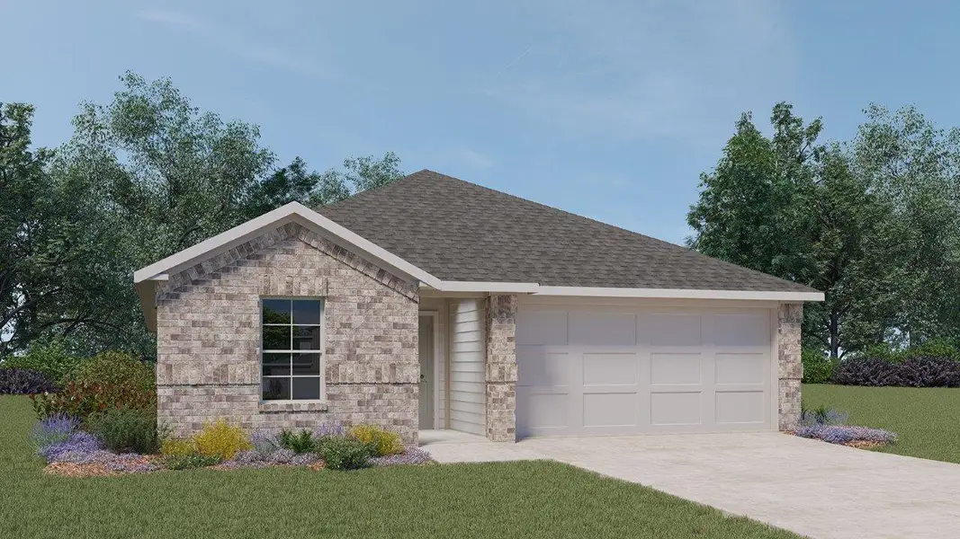 Representative exterior photo of a completed home built from the Gaven by D.R. Horton in Turnbo Ranch, Killeen, TX (Image 1). Representative exterior photo of a completed home built from the Gaven by D.R. Horton in Turnbo Ranch, Killeen, TX (Image 1).