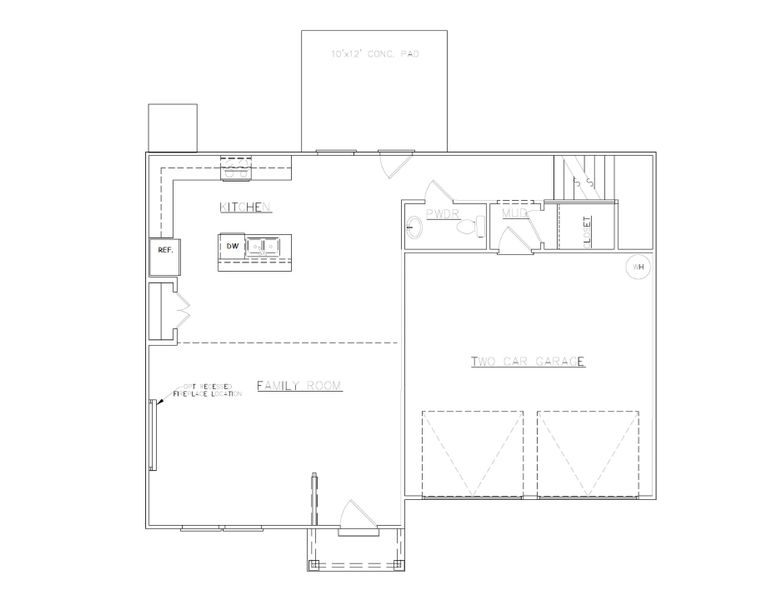 2D floor plan layout for the Russell - Single Family Homes by Dream Finders Homes in Rutledge Estates, Woodruff, SC (Image 5).
