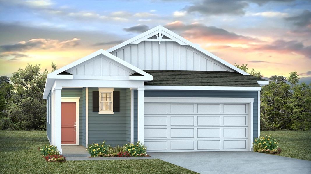 Representative exterior photo of a completed home built from the ALLEX by D.R. Horton in Mulberry Landing, Orangeburg, SC (Image 4). Representative exterior photo of a completed home built from the ALLEX by D.R. Horton in Mulberry Landing, Orangeburg, SC (Image 4).
