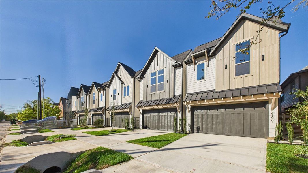 Front exterior of a new home in , Houston, TX, highlighting curb appeal (Image 1). Front exterior of a new home in , Houston, TX, highlighting curb appeal (Image 1).