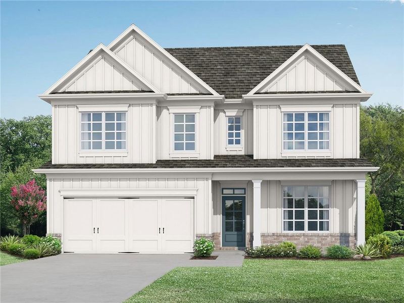 Front exterior of a new home in , Sugar Hill, GA, highlighting curb appeal (Image 1).