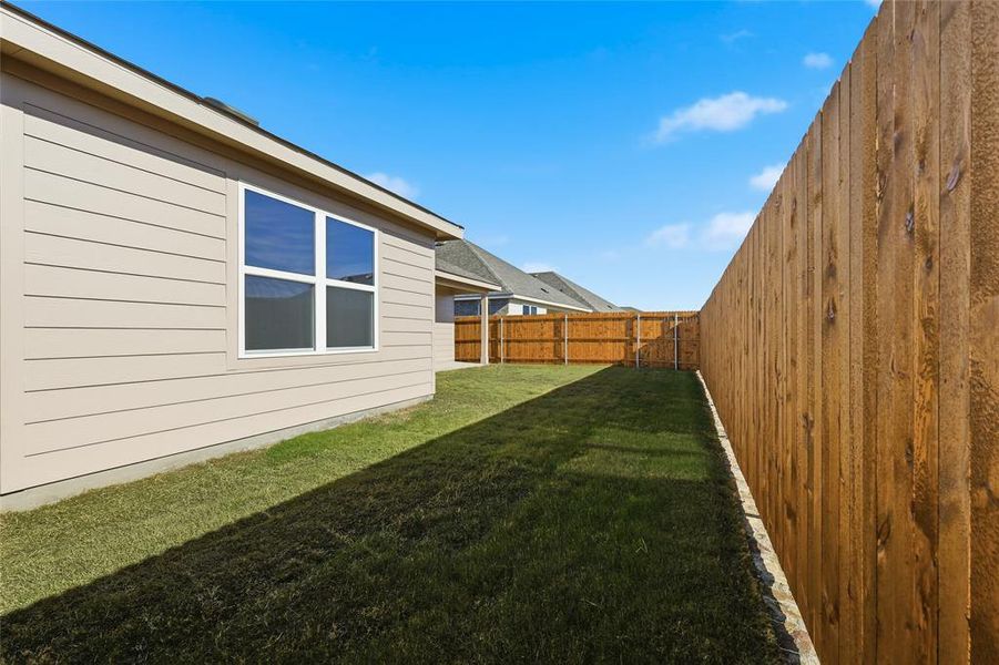 View of fenced backyard