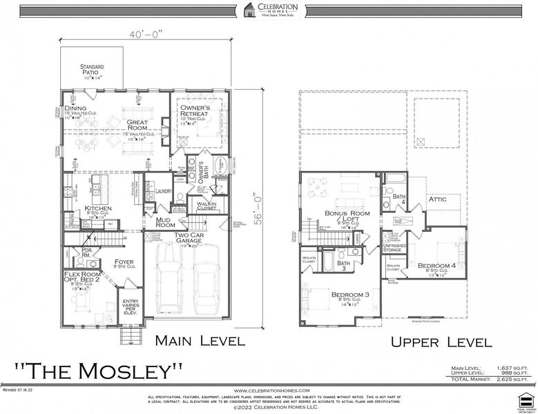 2D floor plan layout for the Mosley by Celebration Homes in South Haven, Murfreesboro, TN (Image 6).
