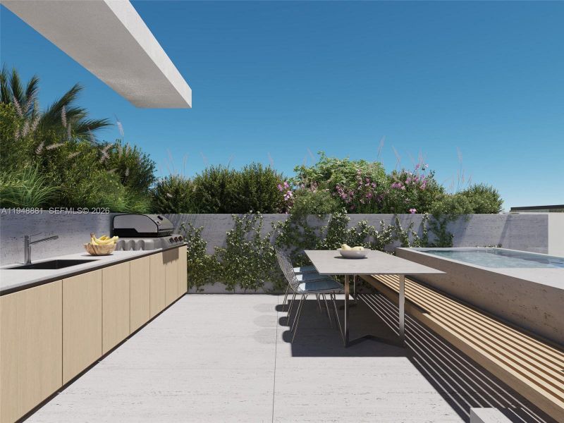 Exterior details and patio area of a home in , Bay Harbor Islands (Image 2). Exterior details and patio area of a home in , Bay Harbor Islands (Image 2).