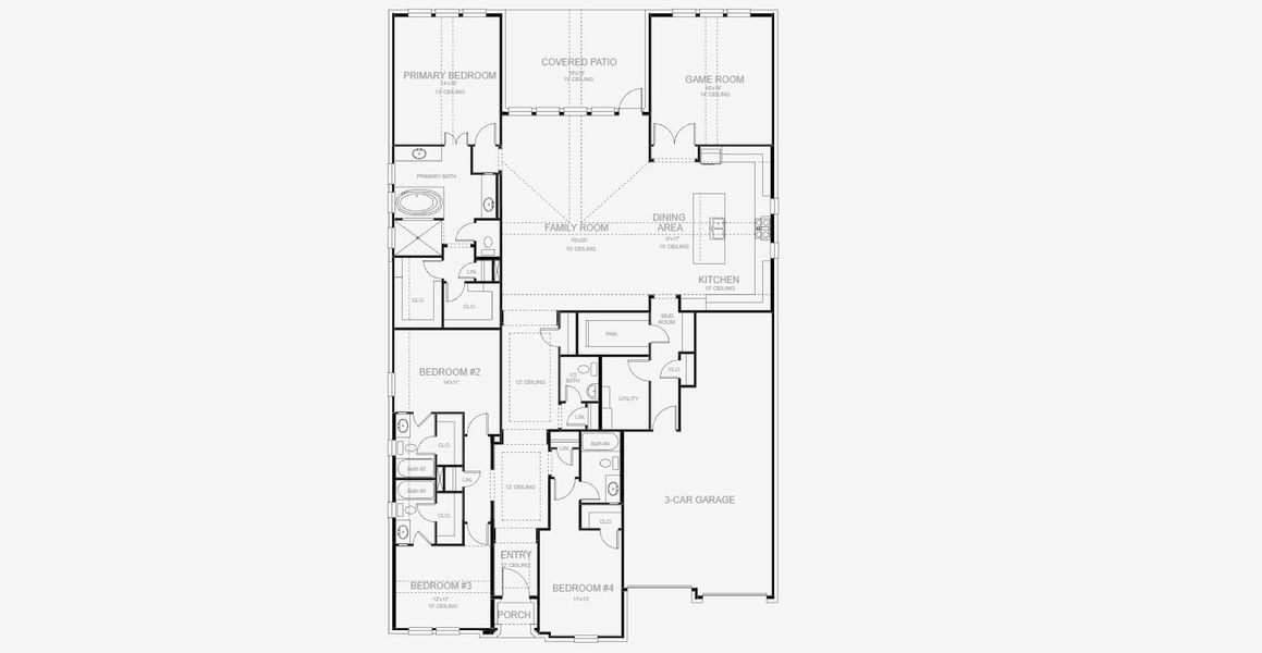 2D floor plan layout for the 3080W by Perry Homes in Katy Court 65', Katy, TX (Image 3). 2D floor plan layout for the 3080W by Perry Homes in Katy Court 65', Katy, TX (Image 3).