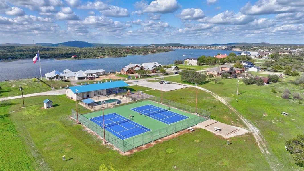 Drone / aerial view of a water and mountain view