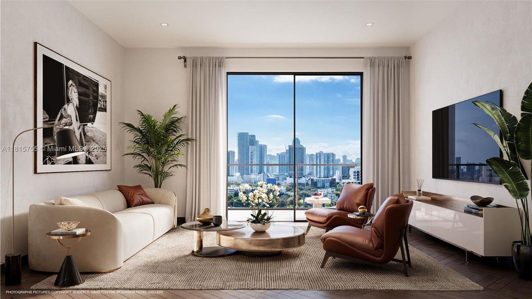 Furnished interior view inside a new home in The Rider Wynwood, Miami (Image 3).
