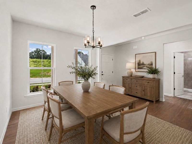 Furnished interior view inside a new home in Reunion, Flowery Branch (Image 5). Furnished interior view inside a new home in Reunion, Flowery Branch (Image 5).