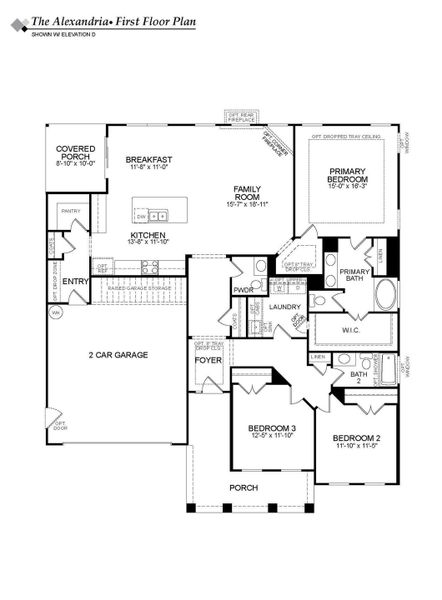 2D floor plan layout of this home in The Enclave at French Quarter Creek, Huger, SC (Image 3).