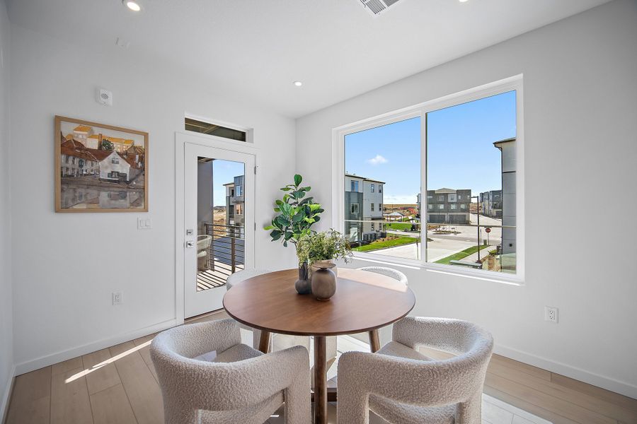 Furnished interior view inside a new home in Lyric at RidgeGate Condos, Lone Tree (Image 13).