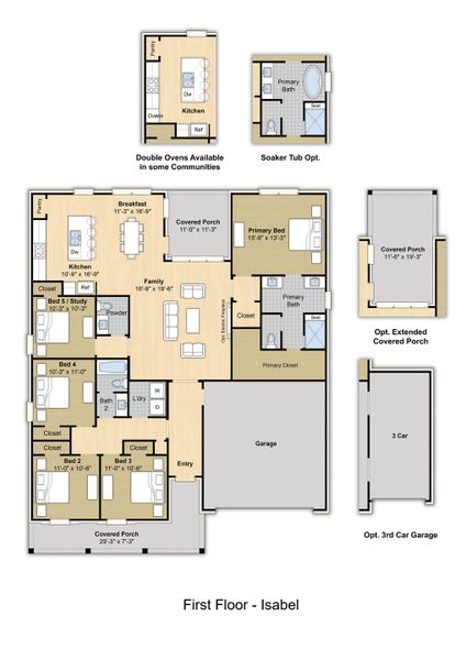 2D floor plan layout for the Isabel by Grant & Co in Twin Oaks, Oakland, TN (Image 3).