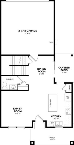 2D floor plan layout of this home in Urban Homes at Easton Park, Austin, TX (Image 3). 2D floor plan layout of this home in Urban Homes at Easton Park, Austin, TX (Image 3).