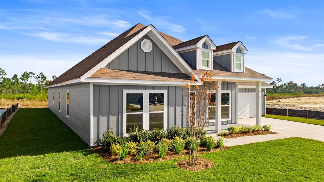 Front exterior of a new home in Liberty, Panama City, FL, highlighting curb appeal (Image 19).