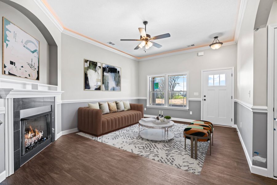 Representative furnished interior of a home built from the Wellford by Enchanted Homes in Hampshire Heights, Moore (Image 4).