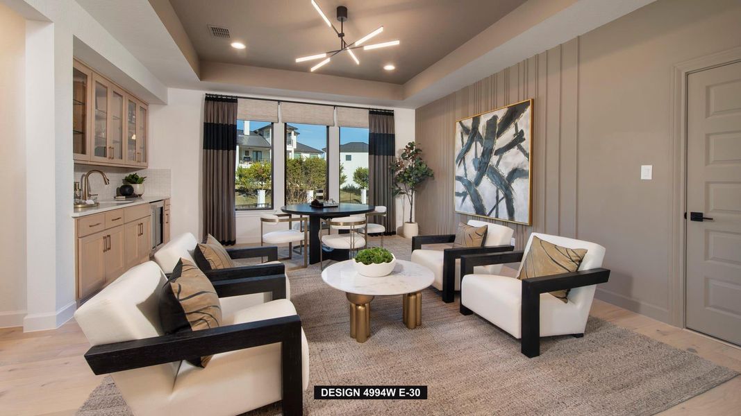 Furnished interior view inside a new home in Santa Rita Ranch - Tierra Rosa, Liberty Hill (Image 9). Furnished interior view inside a new home in Santa Rita Ranch - Tierra Rosa, Liberty Hill (Image 9).