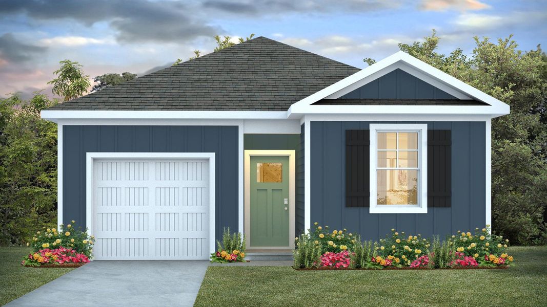 Front exterior of a new home in Lockwood Landing, Supply, NC, highlighting curb appeal (Image 1).