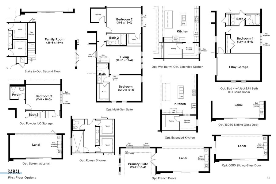 2D floor plan layout for the Sabal by DRB Homes in Serengeti, Spring Hill, FL (Image 7).