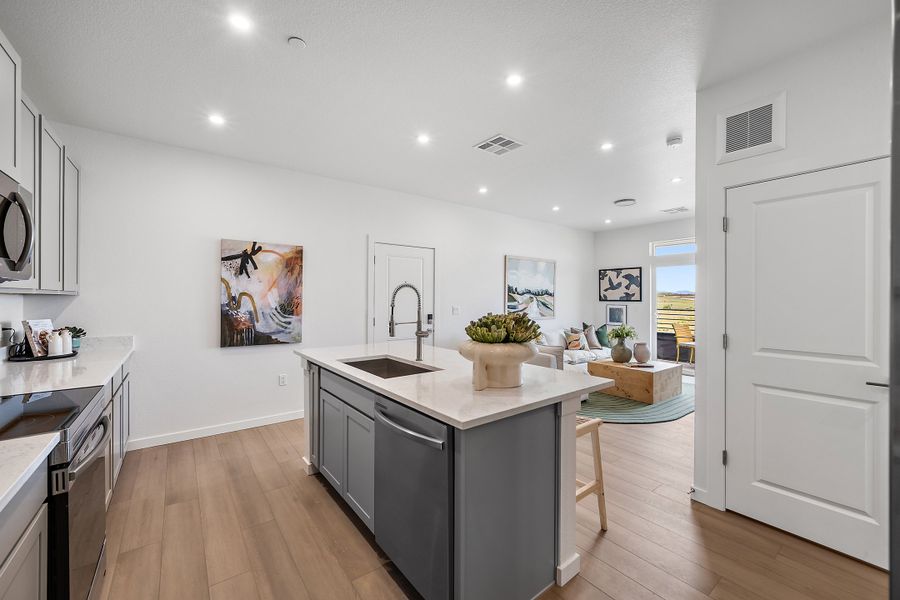 Furnished interior view inside a new home in Lyric at RidgeGate Condos, Lone Tree (Image 11).