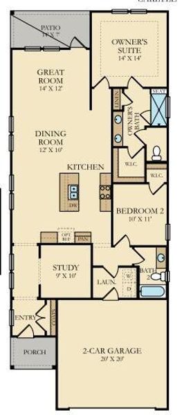 2D floor plan layout of this home in Horizons at Summers Corner | 55+, Summerville, SC (Image 2). 2D floor plan layout of this home in Horizons at Summers Corner | 55+, Summerville, SC (Image 2).