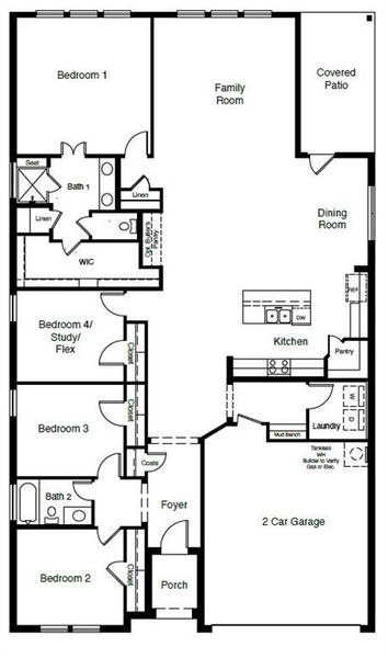 D.R. Horton's Crownpoint floorplan - All Home and community information, including pricing, included features, terms, availability and amenities, are subject to change at any time without notice or obligation. All Drawings, pictures, photographs, video, square footages, floor plans, elevations, features, colors and sizes are approximate for illustration purposes only and will vary from the homes as built.