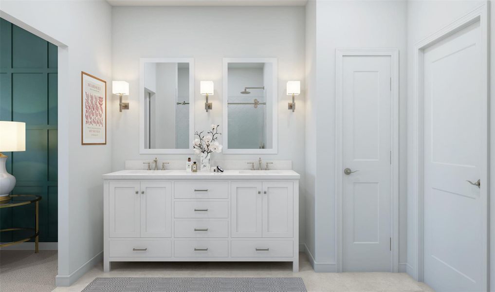 Relaxing primary bath (*Artist rendering used for illustration purposes only.)