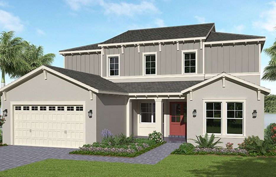 Representative exterior photo of a completed home built from the Kestrel Grand by Minto Communities in Westlake, Loxahatchee, FL (Image 17). Representative exterior photo of a completed home built from the Kestrel Grand by Minto Communities in Westlake, Loxahatchee, FL (Image 17).