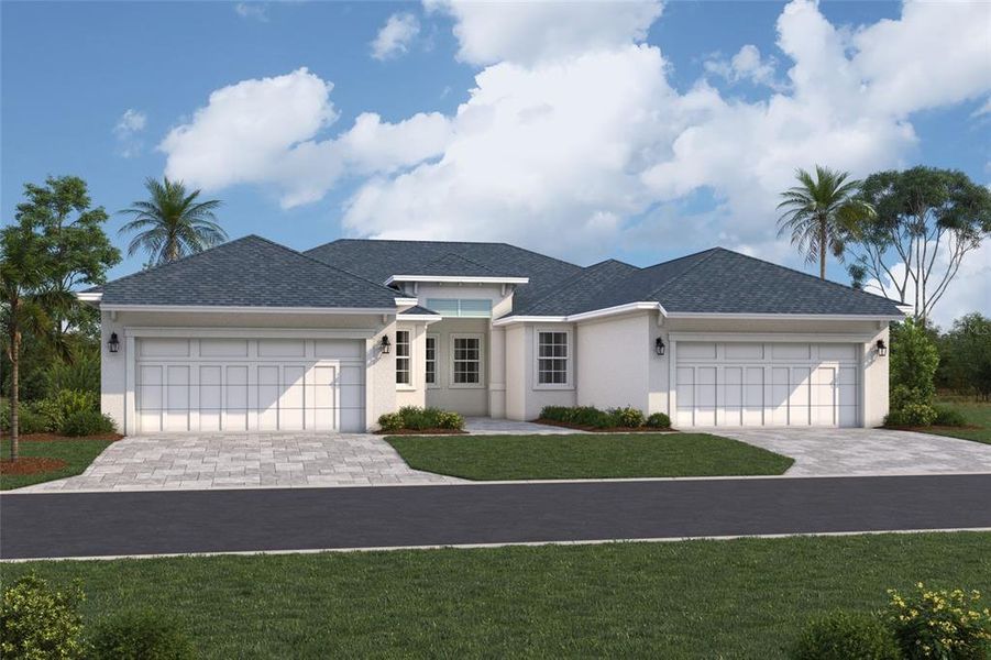 Front exterior of a new home in SeaFlower, Bradenton, FL, highlighting curb appeal (Image 1). Front exterior of a new home in SeaFlower, Bradenton, FL, highlighting curb appeal (Image 1).