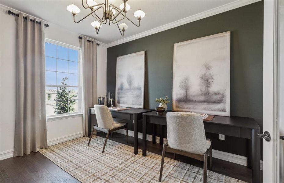 *Model Representation - Flexible living space off entryway, can be used as a study