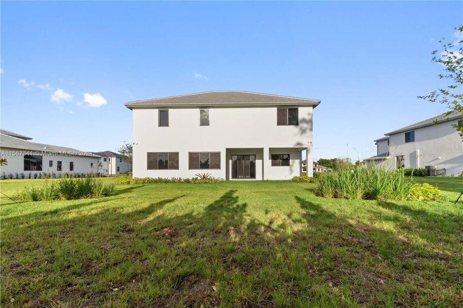 Back view of home and yard