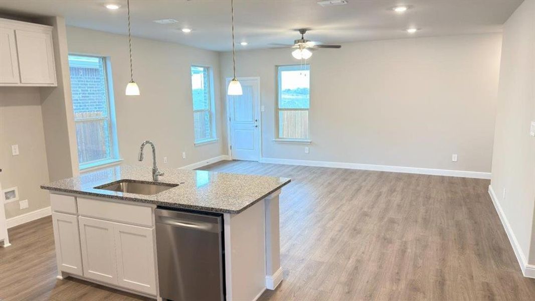 Kitchen facing Living
