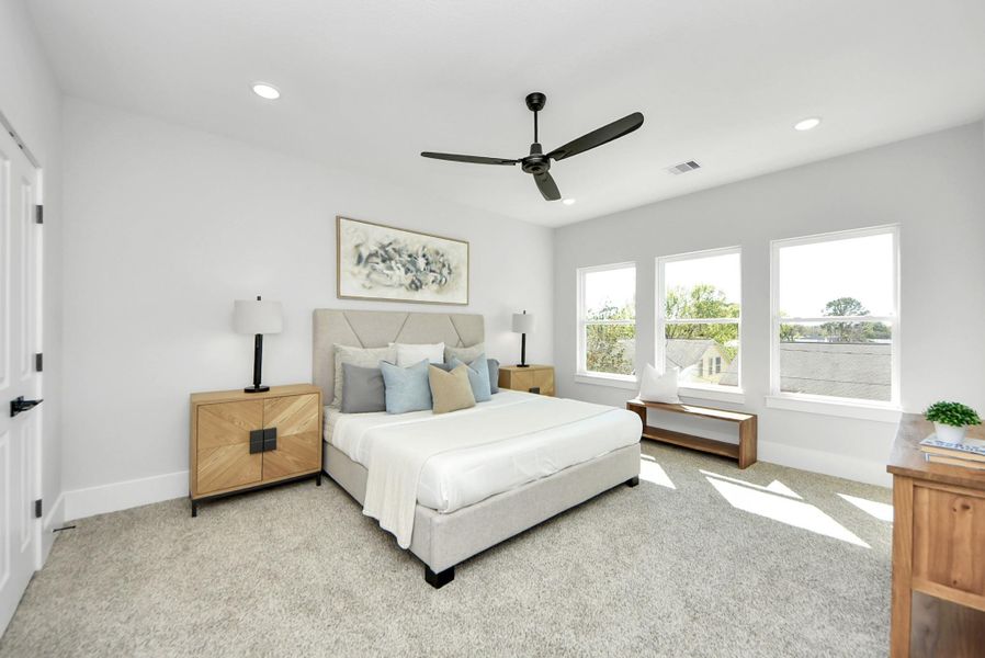 Furnished interior view inside a new home in Skyline Homes at Cavalcade, Houston (Image 34). Furnished interior view inside a new home in Skyline Homes at Cavalcade, Houston (Image 34).