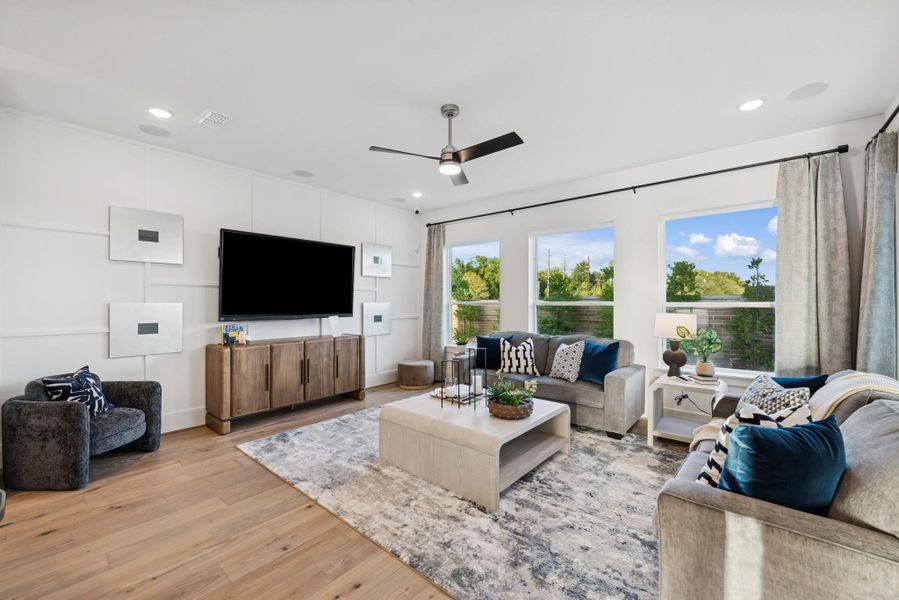 Furnished interior view inside a new home in Easthaven at Bridgeland Central - Vision Collection, Cypress (Image 2). Furnished interior view inside a new home in Easthaven at Bridgeland Central - Vision Collection, Cypress (Image 2).