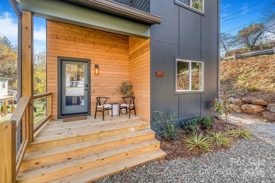 Exterior details and patio area of a home in , Asheville (Image 30).