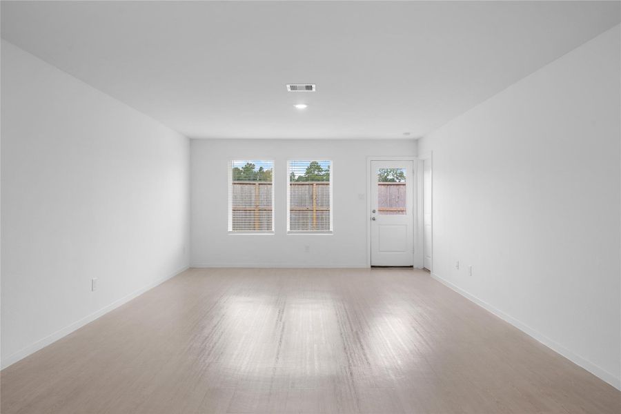 Spacious living area gives you plenty of options for furniture placement.