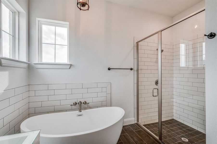 Bathroom with independent shower and bath