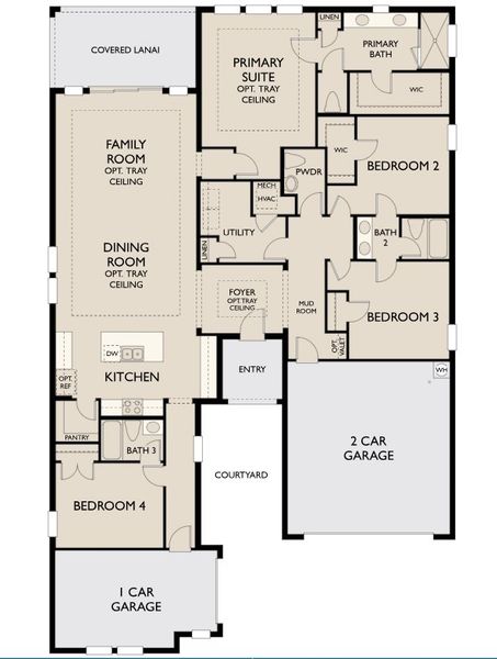2D floor plan layout for the Coquina by Ashton Woods in Oakfield Trails Signature, Parrish, FL (Image 3).