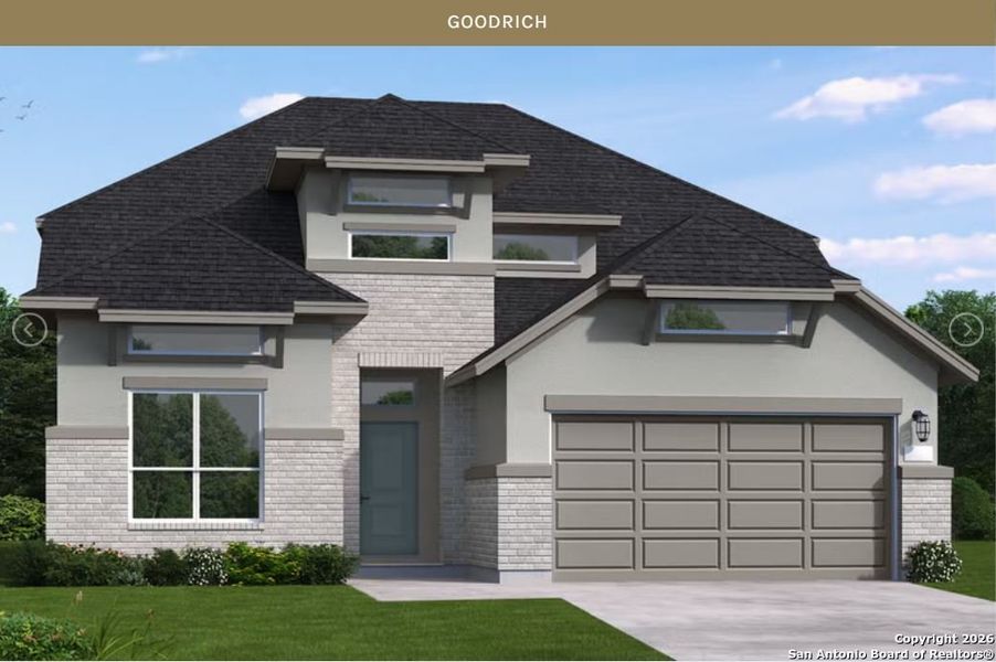 Front exterior of a new home in Nopal Valley, San Antonio, TX, highlighting curb appeal (Image 1). Front exterior of a new home in Nopal Valley, San Antonio, TX, highlighting curb appeal (Image 1).