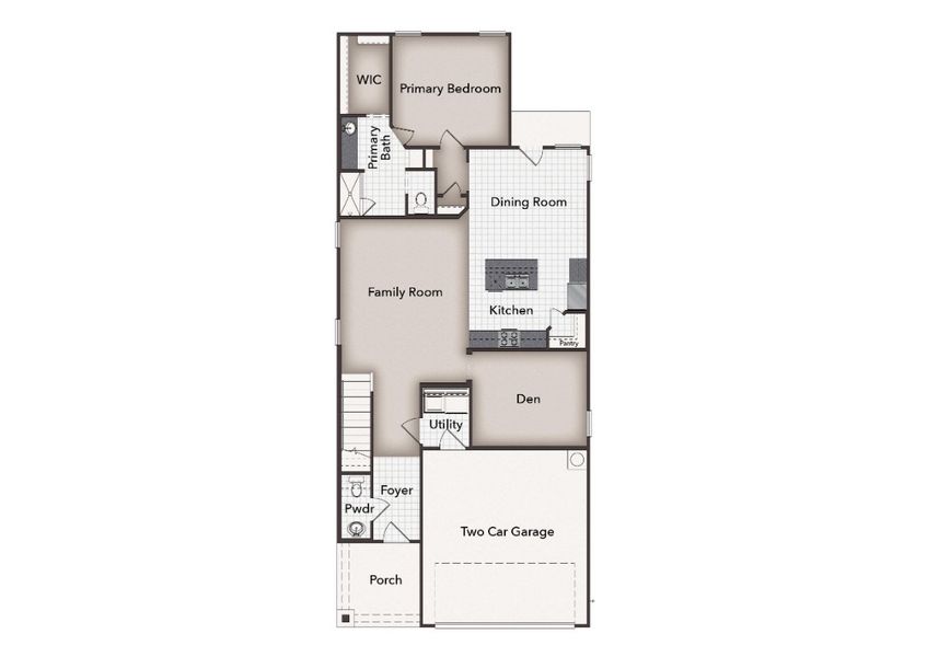2D floor plan layout for the Heritage Mill 2595 by Brohn Homes in Heritage Mill, Hutto, TX (Image 4).