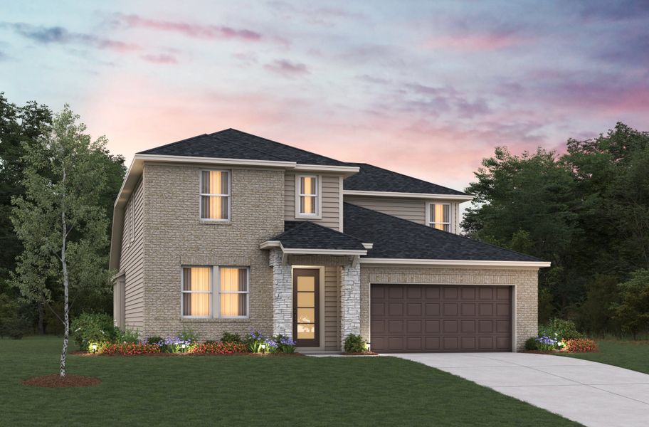 Representative exterior photo of a completed home built from the Cascade by Beazer Homes in Laurel Landing: Landmark Collection, Alvin, TX (Image 19). Representative exterior photo of a completed home built from the Cascade by Beazer Homes in Laurel Landing: Landmark Collection, Alvin, TX (Image 19).