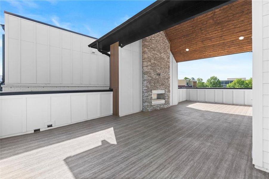 Exterior details and patio area of a home in The Gathering – Alpharetta, Alpharetta (Image 35).