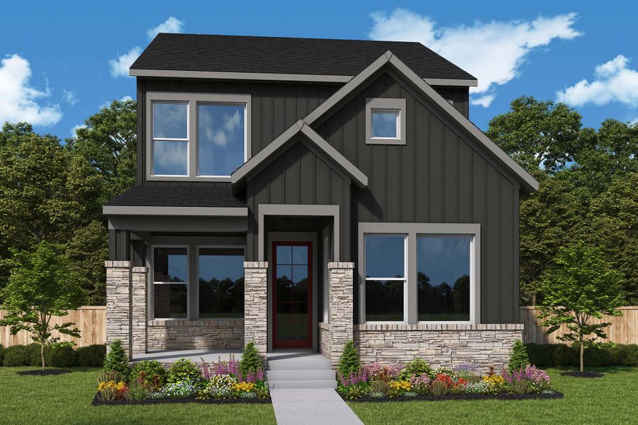 Representative exterior photo of a completed home built from the The Edward by David Weekley Homes in Baseline Parkside West – Single-Family Homes, Broomfield, CO (Image 1).