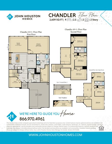 2D floor plan layout for the Chandler by John Houston Homes in Vista Point - Phase 1, Grandview, TX (Image 2).