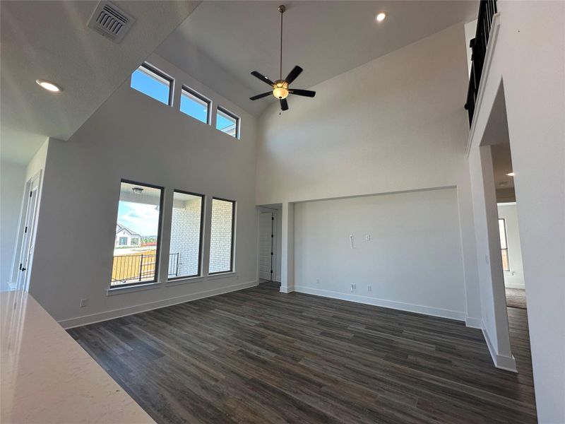 Family Room with soaring ceiling