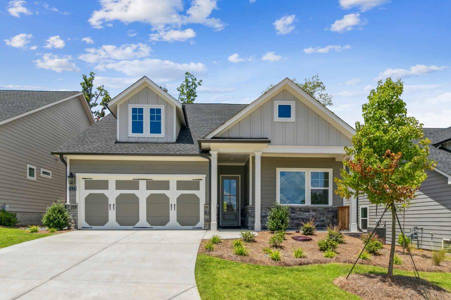 Representative exterior photo of a completed home built from the The Ravenwood II by David Weekley Homes in Crescent Pointe at Great Sky, Canton, GA (Image 1).