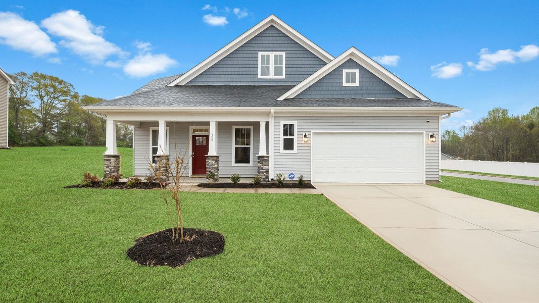 Representative exterior photo of a completed home built from the Oakleigh by DRB Homes in Rosemary Grove, Greenville, SC (Image 2). Representative exterior photo of a completed home built from the Oakleigh by DRB Homes in Rosemary Grove, Greenville, SC (Image 2).