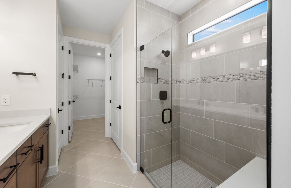 Walk-in shower in owner's bathroom