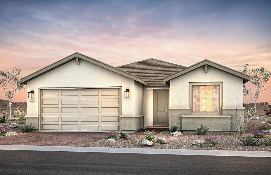 Representative exterior photo of a completed home built from the Tifton Walk by Del Webb in Sun City Anthem at Merrill Ranch, Florence, AZ (Image 4).
